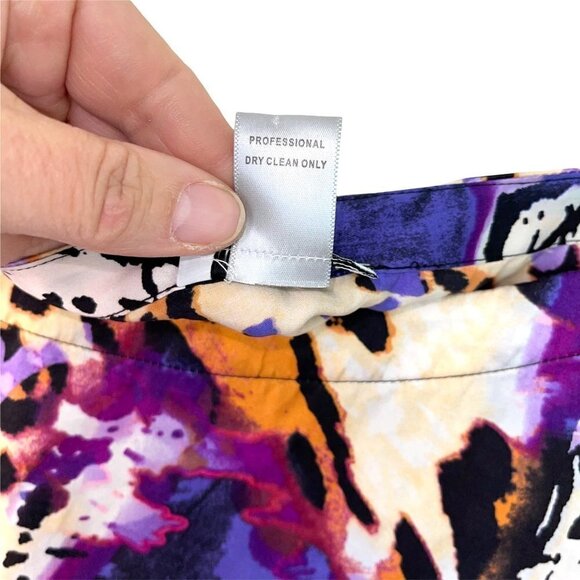 Cache Silk Top Womens Size Small S Vintage Abstract Print Dolman Sleeve Purple - Picture 5 of 9